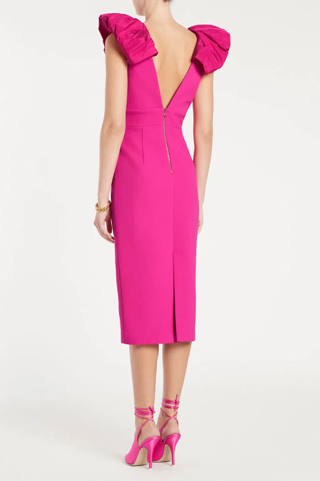 Rebecca Vallance Cupid's Bow Midi Dress Pink Size 8 for rent on The Volte - main image