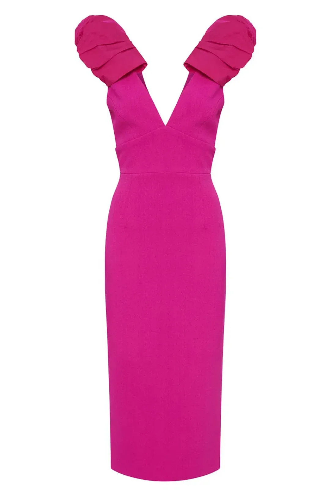 Rebecca Vallance Cupid's Bow Midi Dress Pink Size 8 for rent on The Volte - main image