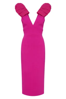 Rebecca Vallance Cupid's Bow Midi Dress Pink Size 8 for rent on The Volte - image 3