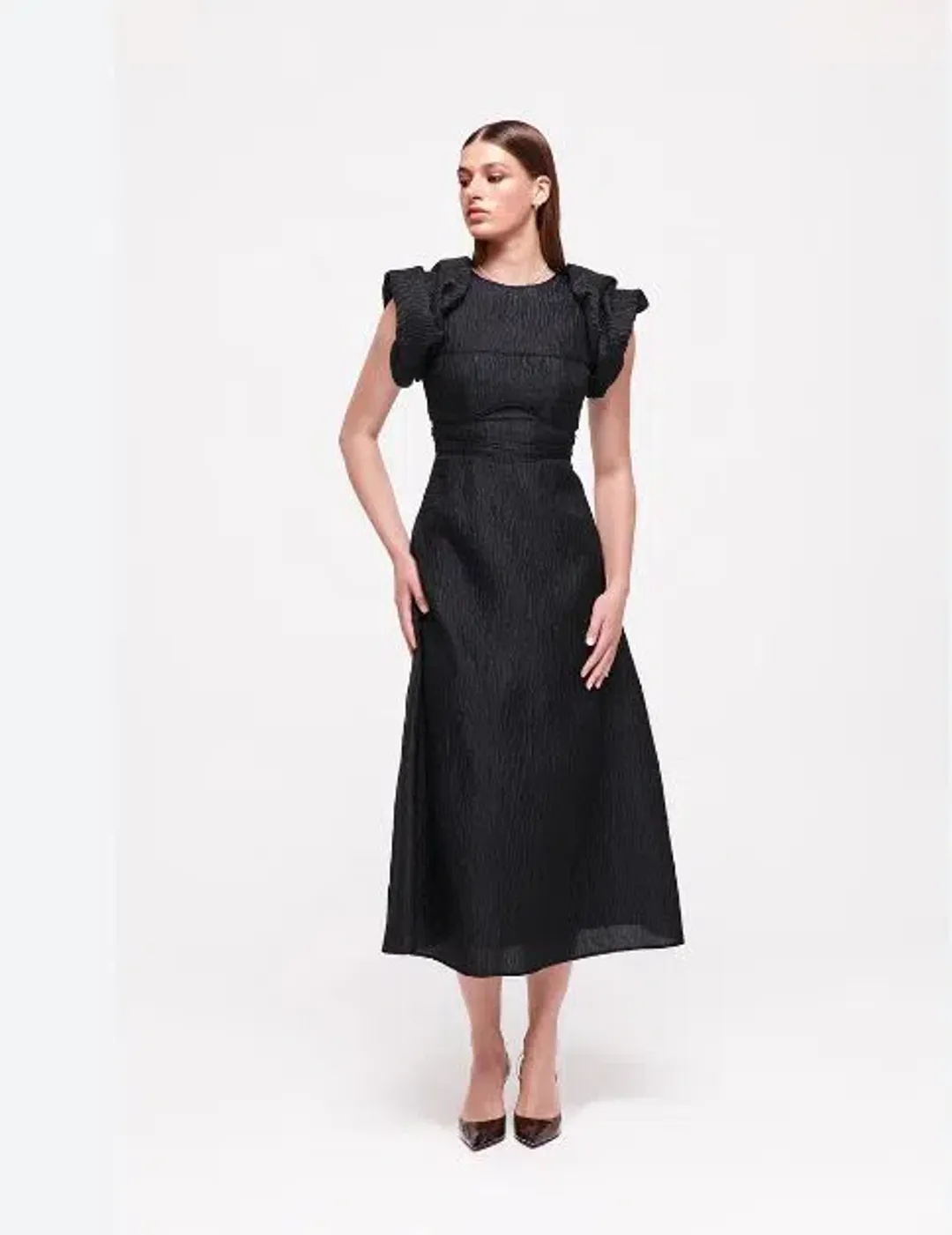 Rachel Gilbert Sophy Midi Dress in Black Size AU 12 for rent on The Volte - main image