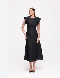 Rachel Gilbert Sophy Midi Dress in Black Size AU 12 for rent on The Volte - image 1