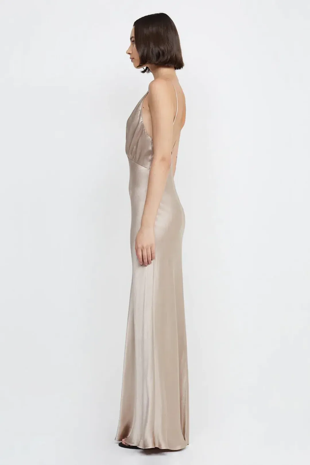 Bec & Bridge Lorelai V Maxi Dress Smoke Taupe Size 8 for rent on The Volte - main image
