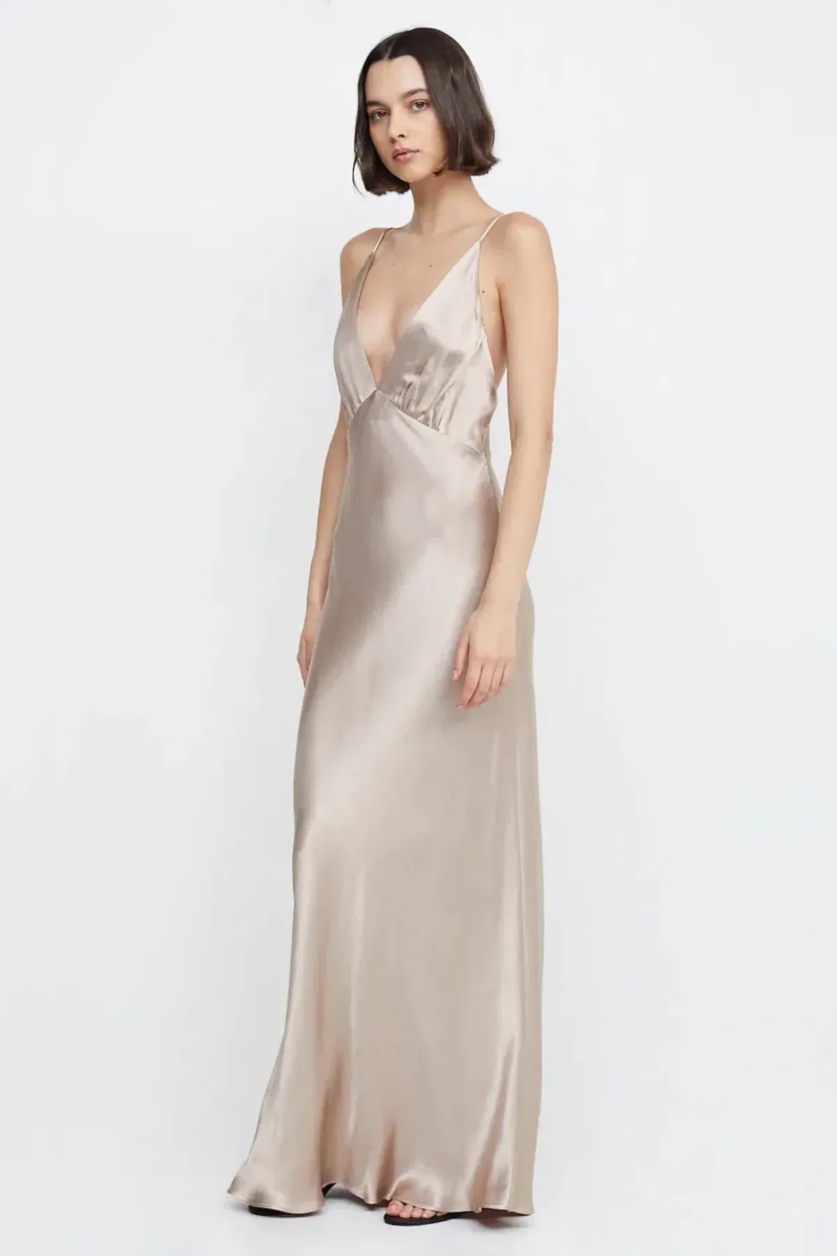 Bec & Bridge Lorelai V Maxi Dress Smoke Taupe Size 8 - Image 4