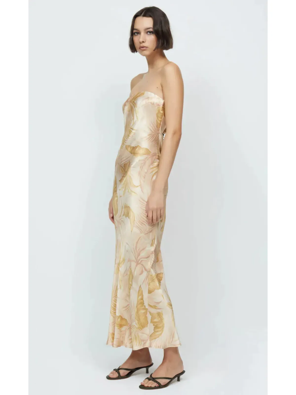 Bec & Bridge Dusty Palms Strapless Maxi Dress Print Size AU 6 - Image 2