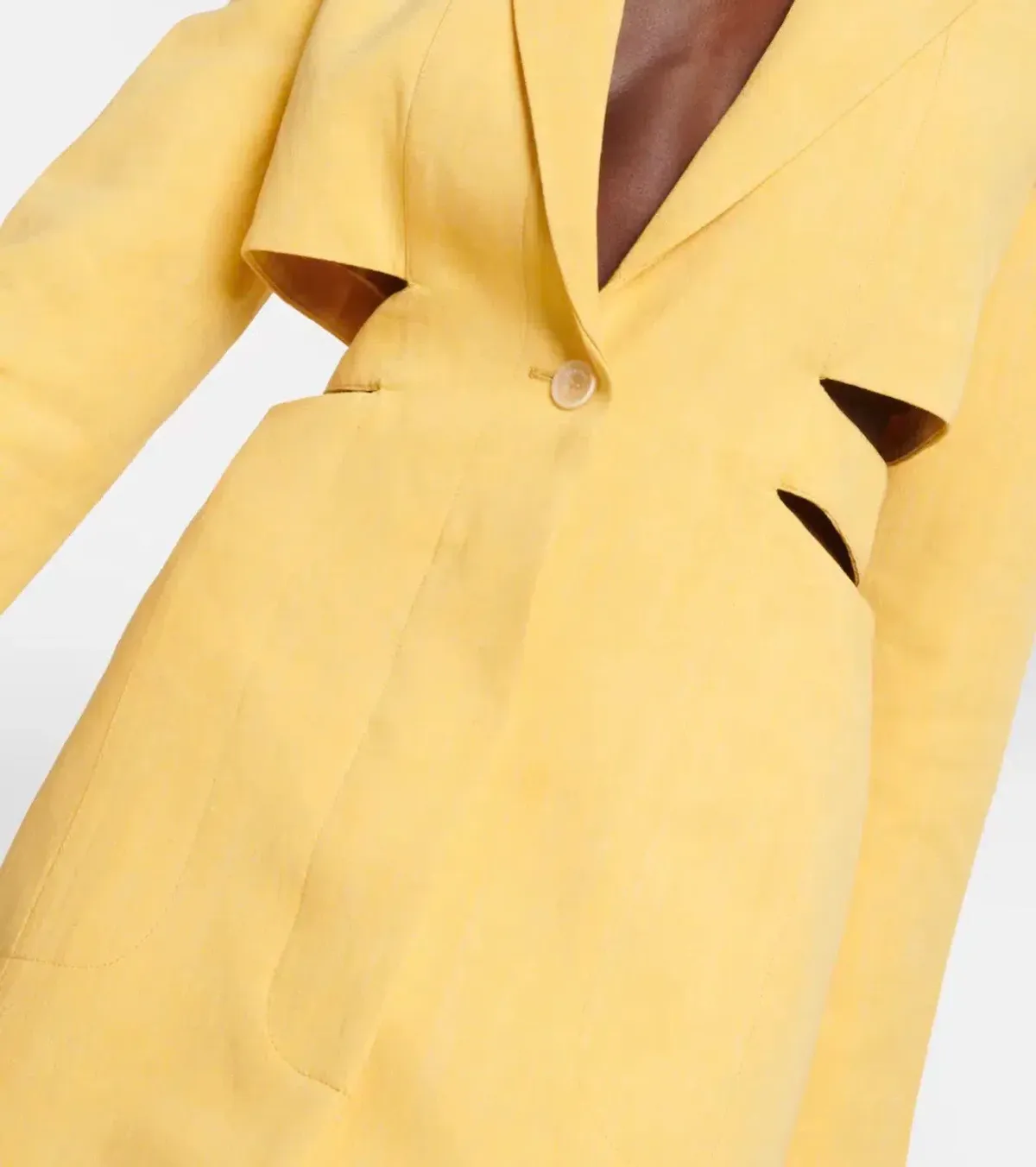 Jacquemus La Robe Bari Linen-blend Mini Dress Yellow Size 8 - Image 5