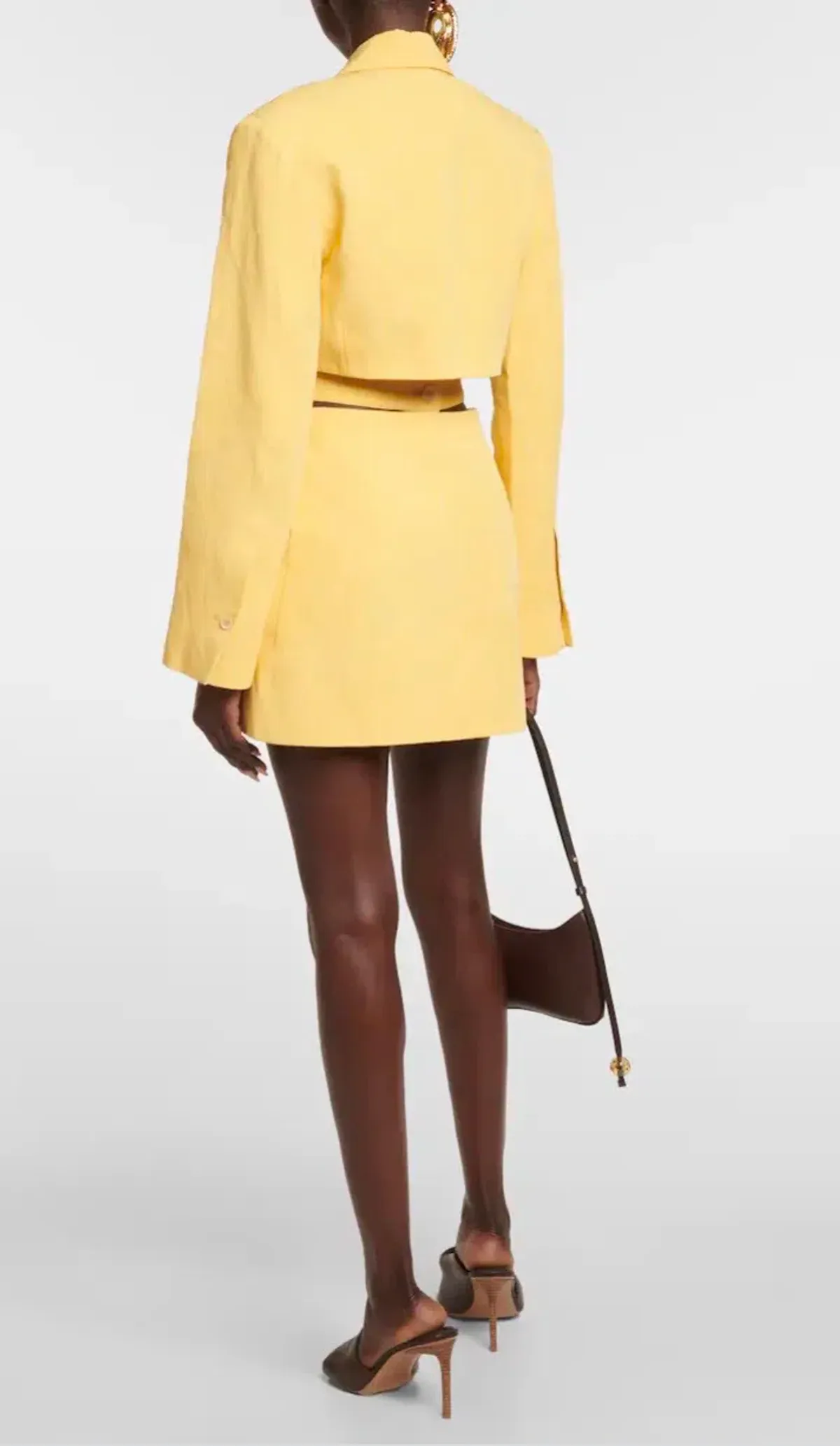 Jacquemus La Robe Bari Linen-blend Mini Dress Yellow Size 8 - Image 2