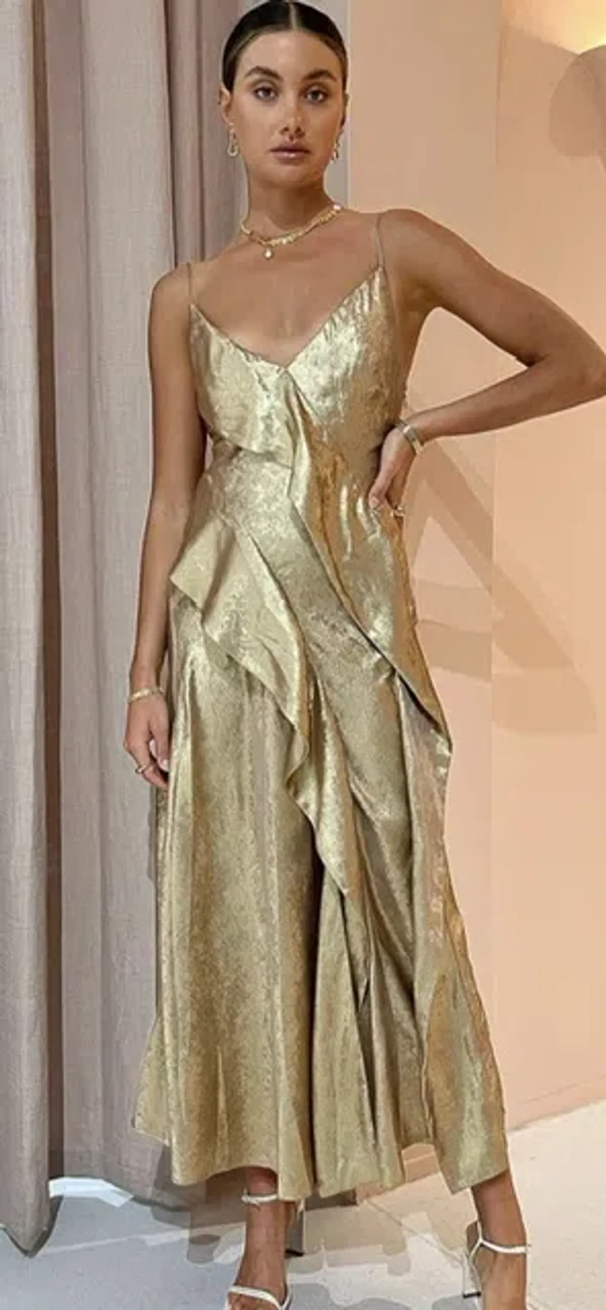 Acler Queensbridge Dress Gold Size 10 - Image 3