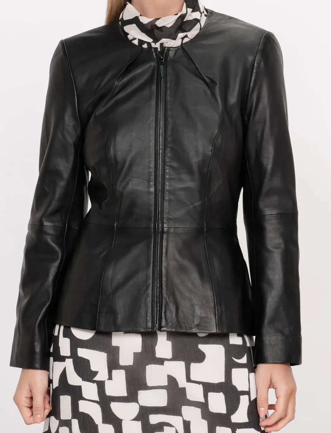 Veronica Maine Soft Leather Jacket Black Size 12 for rent on The Volte - main image