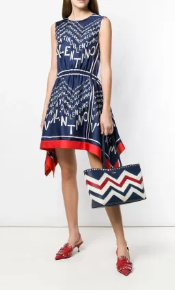 Valentino Garavani Silk Puzzle Print Dress IT38/AU 8 for rent on The Volte - image 1