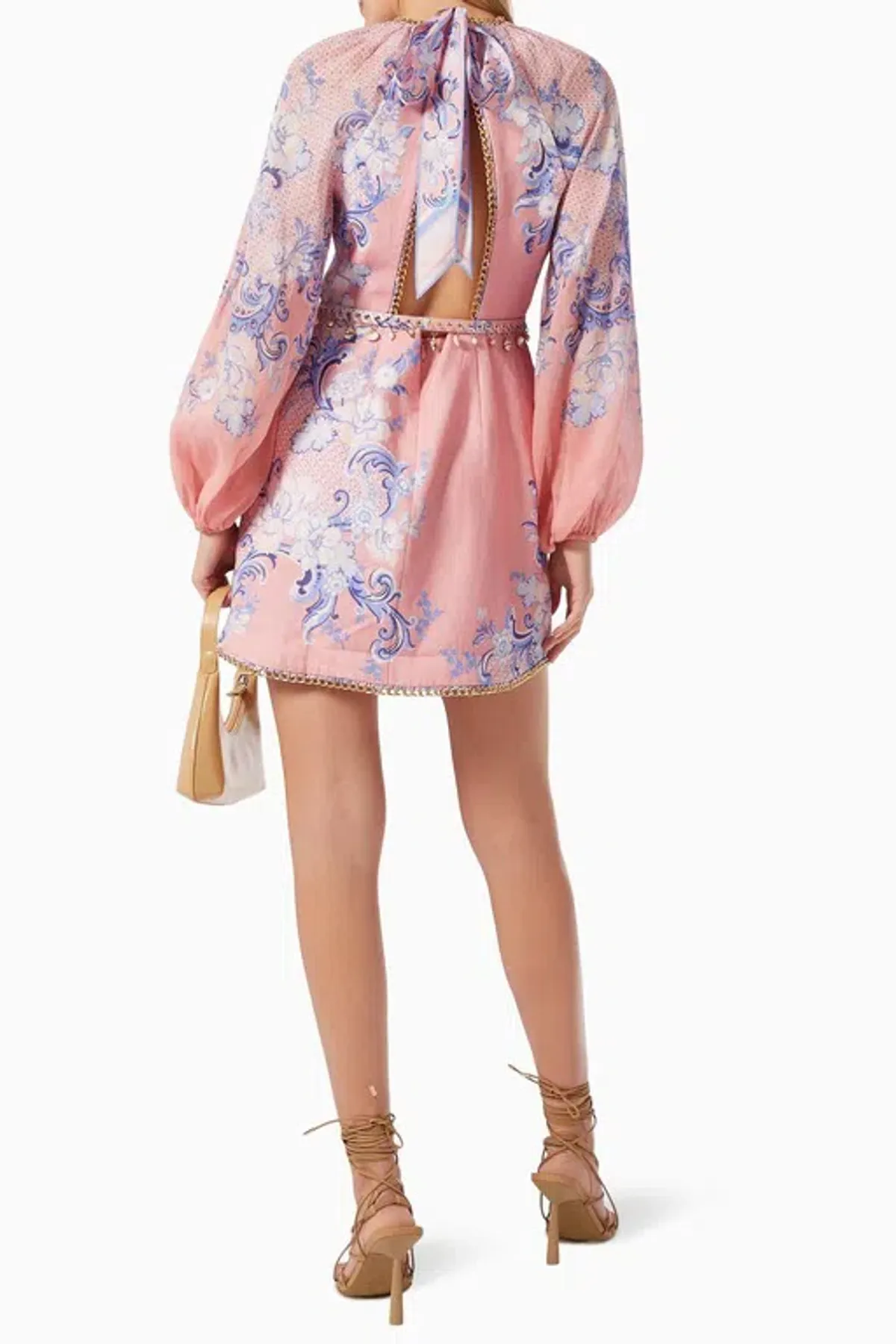 Zimmermann Postcard Mini Dress Swirl Floral Coral Size 1/Au 10 - Image 3
