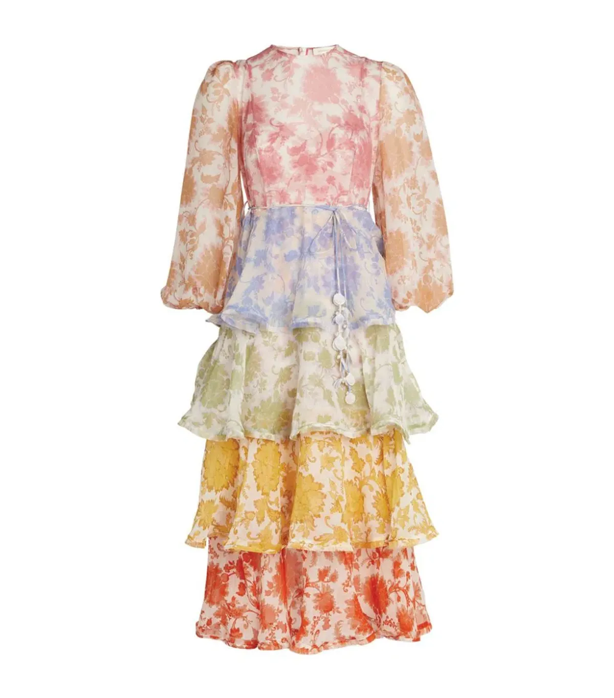 Zimmermann Postcard Flounce Midi Dress Multi Size 0/Au 8 - Image 3