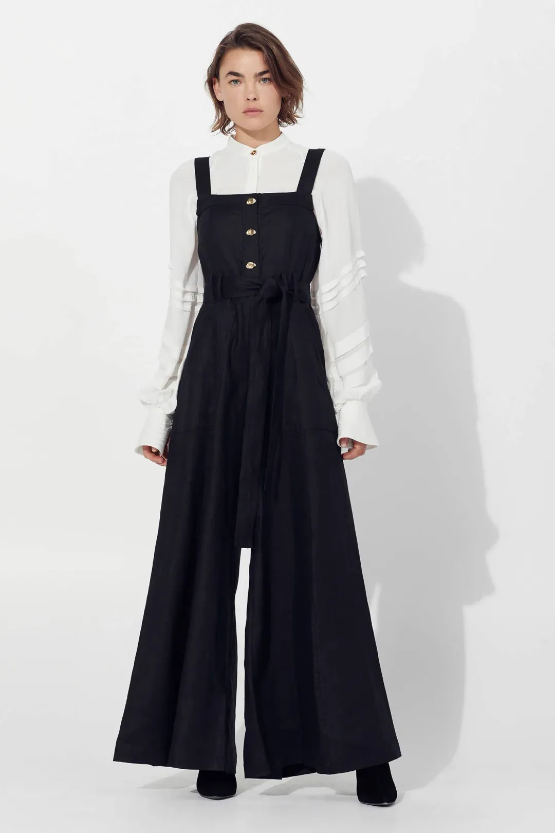Aje Sunpointe Linen Jumpsuit Black Size 8 for rent on The Volte - main image