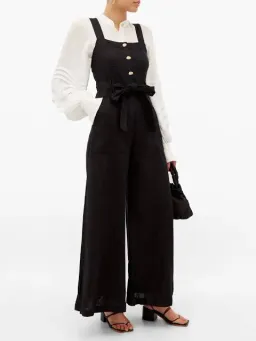 Aje Sunpointe Linen Jumpsuit Black Size 8 for rent on The Volte - image 2