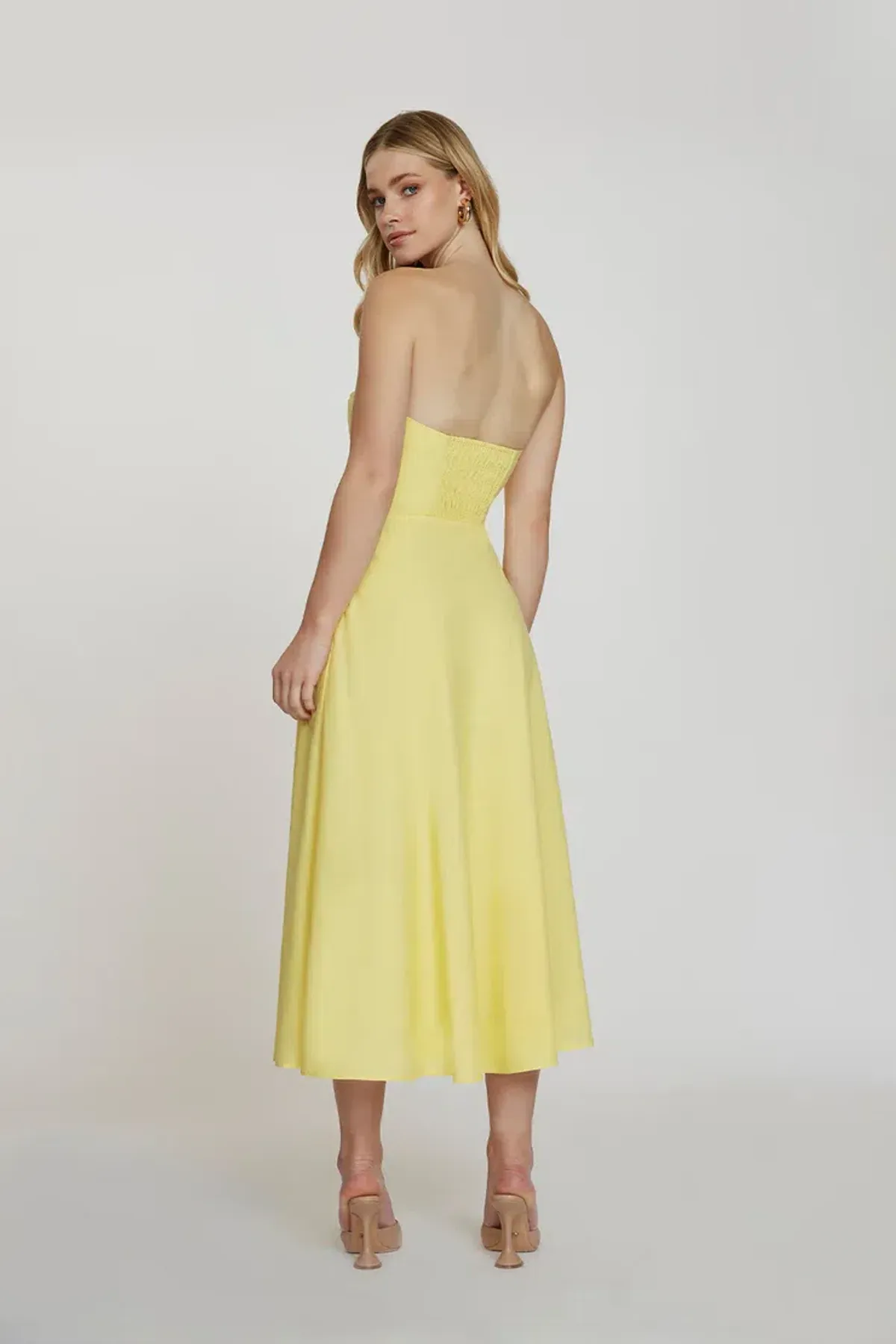By Johnny Penelope Strapless Midi Dress Lemon Size 10 - Image 2