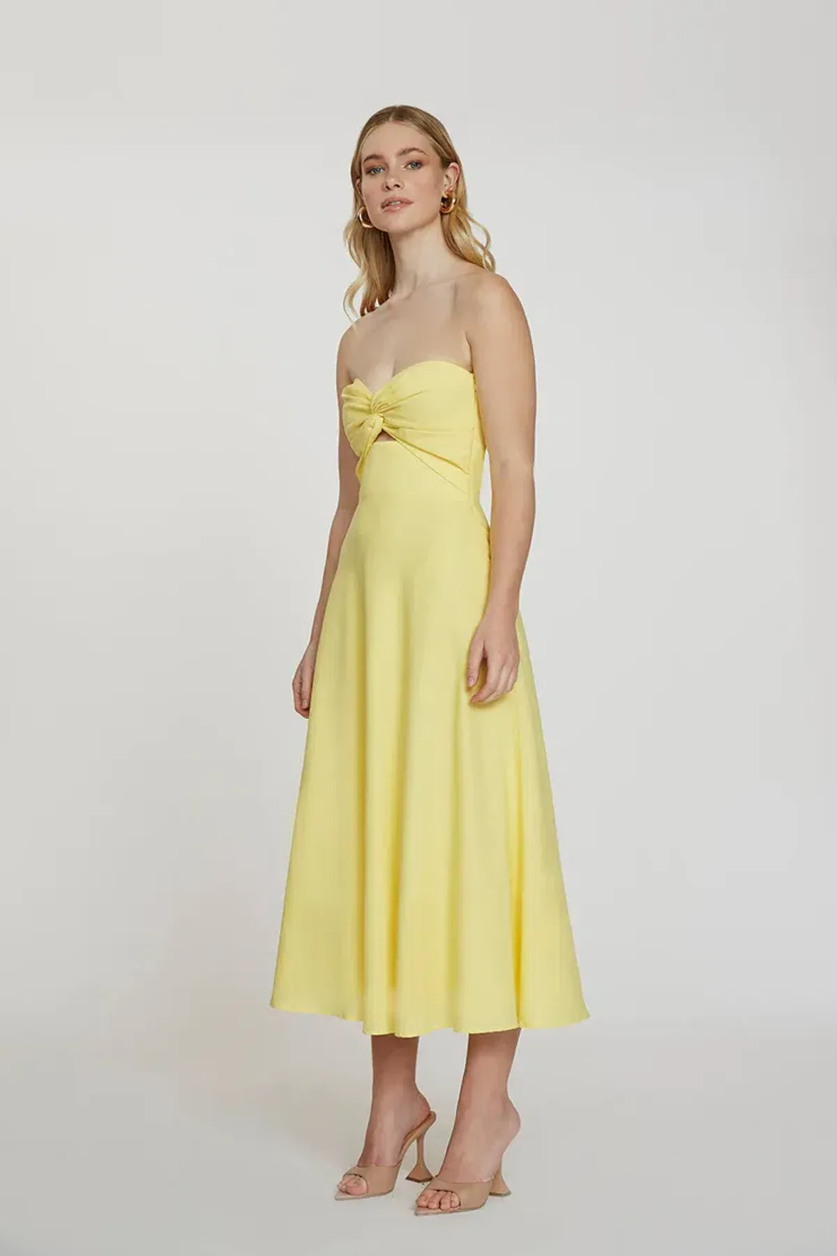 By Johnny Penelope Strapless Midi Dress Lemon Size 10 - Image 1