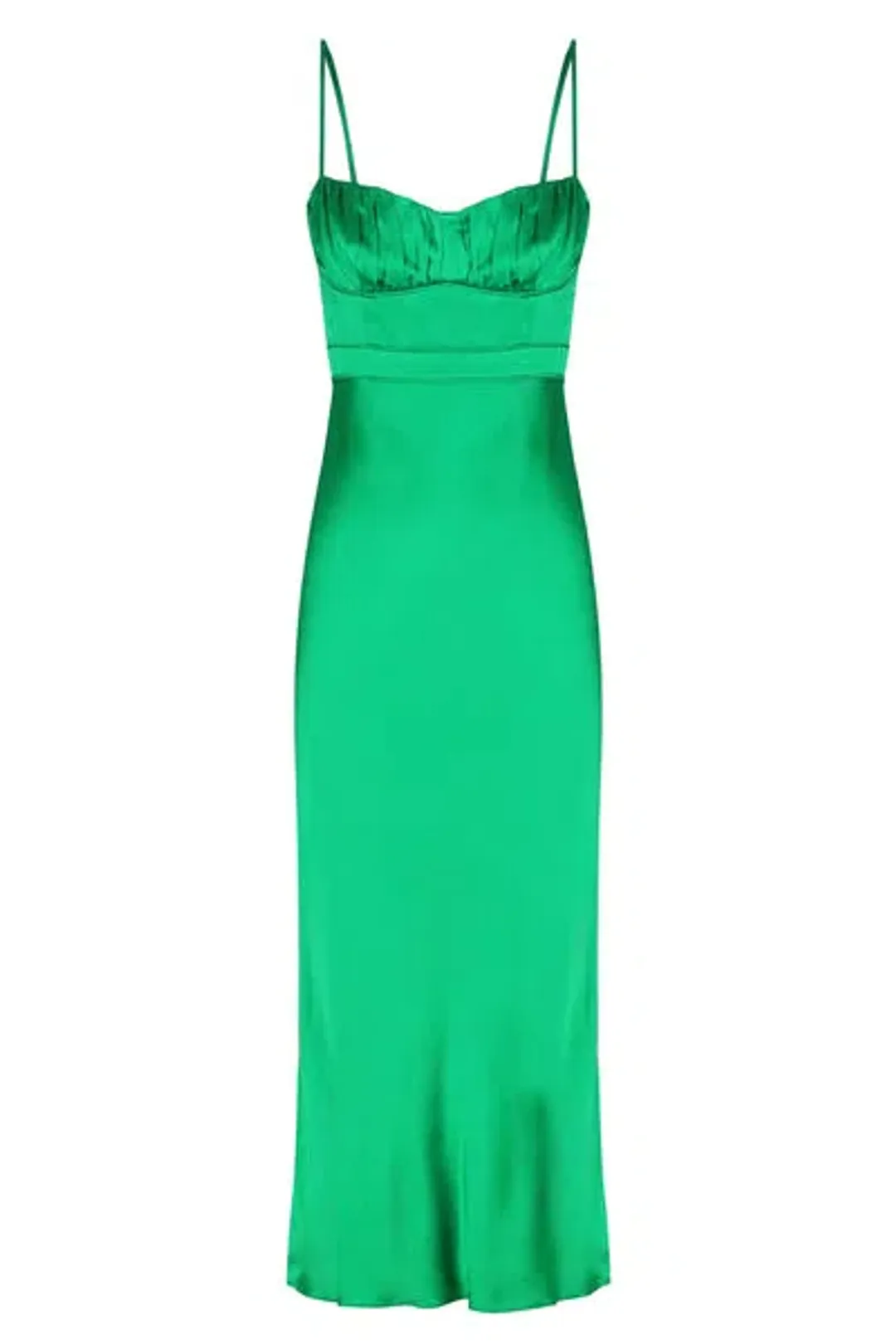 Shona Joy Lana Corded Ruched Midi Dress Tree Green Size 8 for rent on The Volte - main image