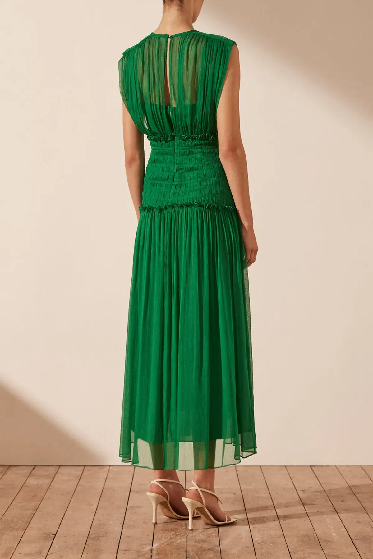 Shona Joy Malina Round Neck Midi Dress Tree Green Size 12 - Image 2
