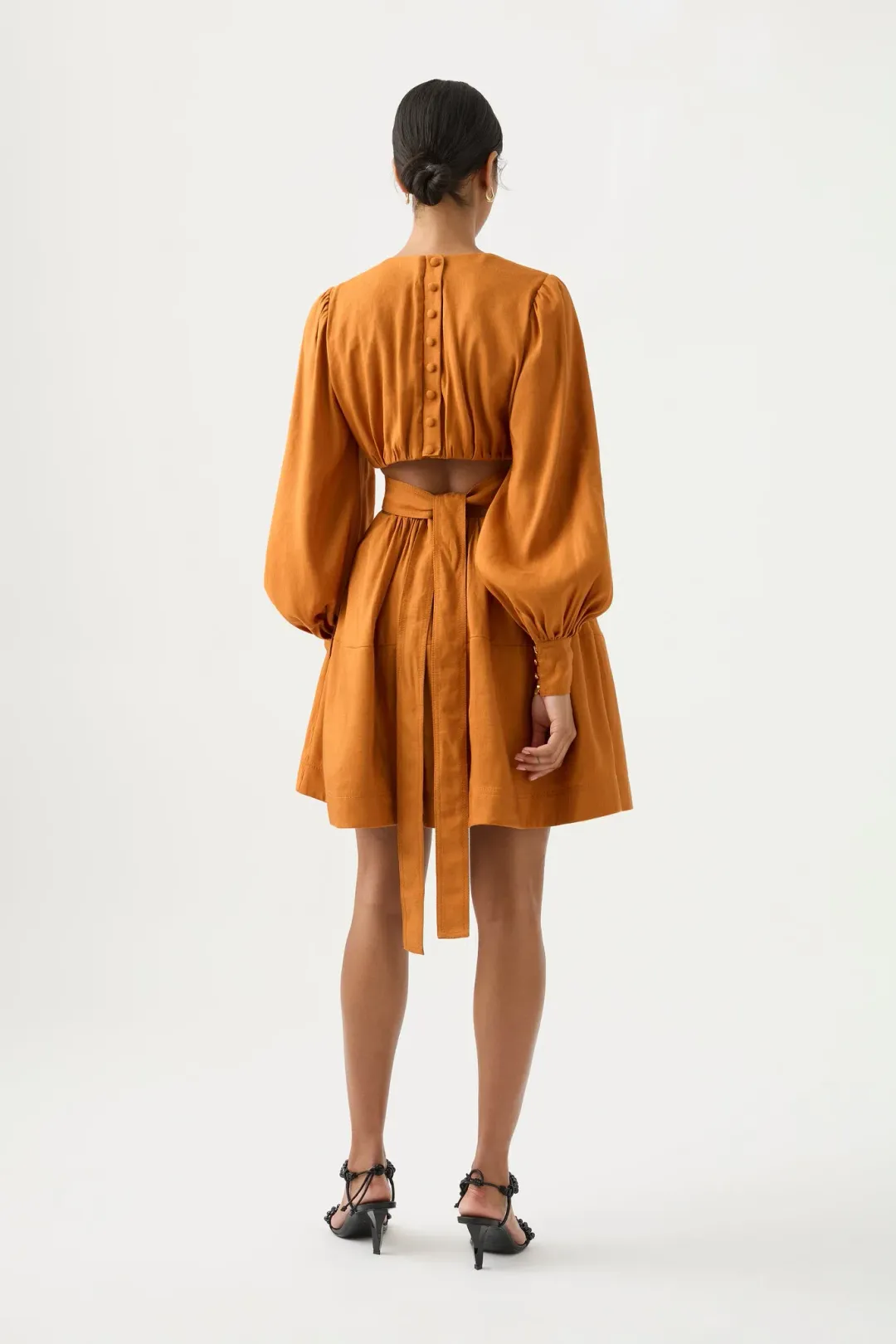 Aje Spectral V-Neck Mini Dress Chestnut Brown Size 10 for rent on The Volte - main image
