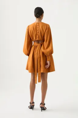 Aje Spectral V-Neck Mini Dress Chestnut Brown Size 10 for rent on The Volte - image 3