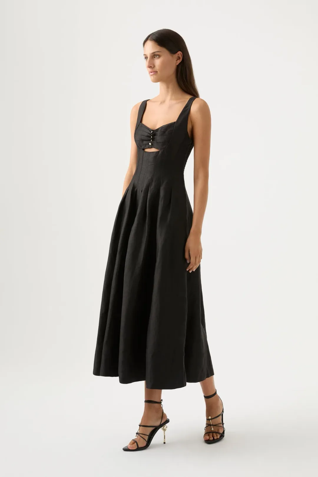 Aje Divinity Pearl Pin Midi Dress Black Size 14 for rent on The Volte - main image