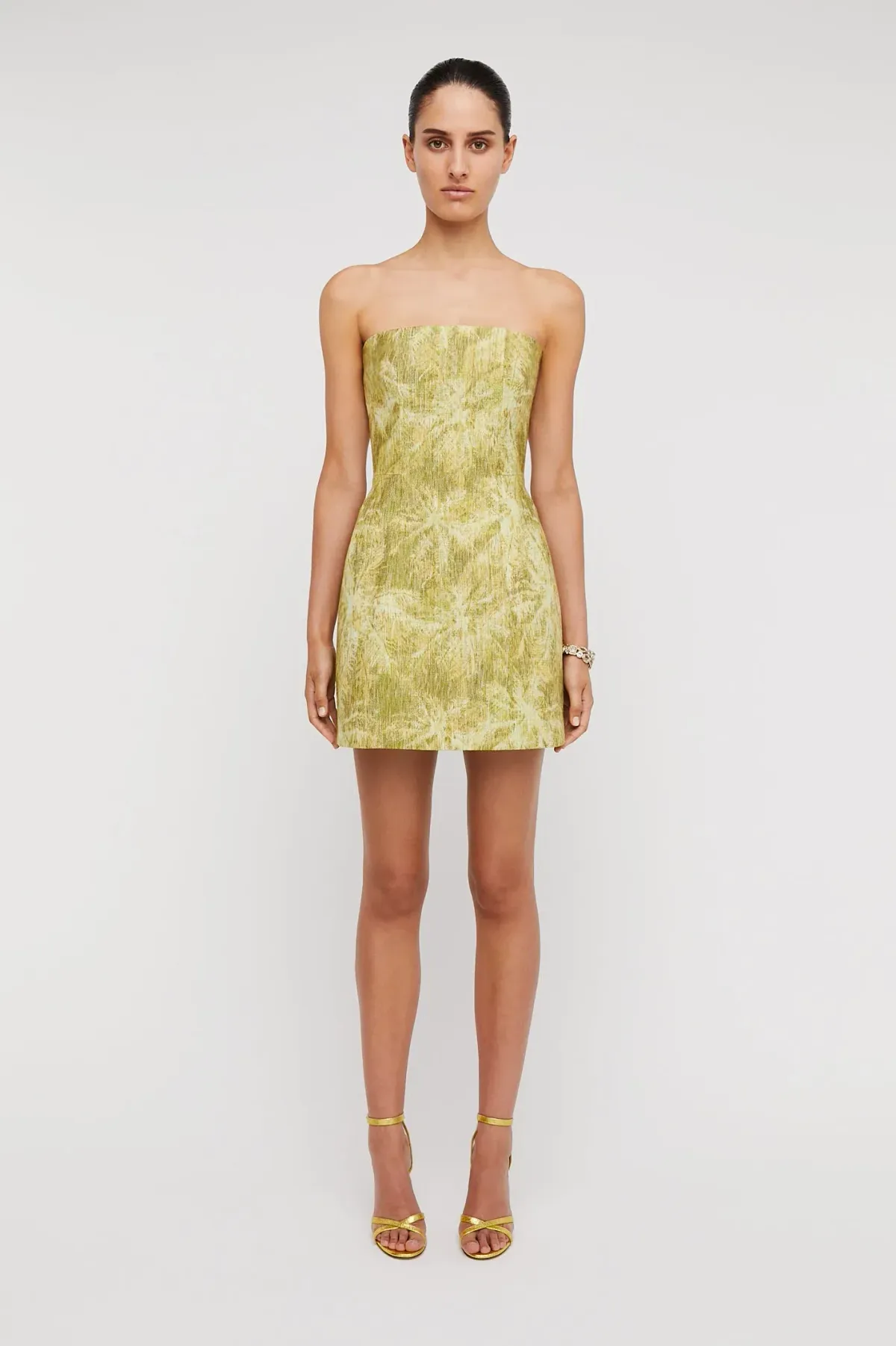 Scanlan Theodore Tinsel Linen Mini Dress Lime Size 10 - Image 1