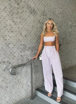 Shona Joy Tie Back Bralette & High Waist Pants Set Ribiero Size 6 for rent on The Volte - image 1