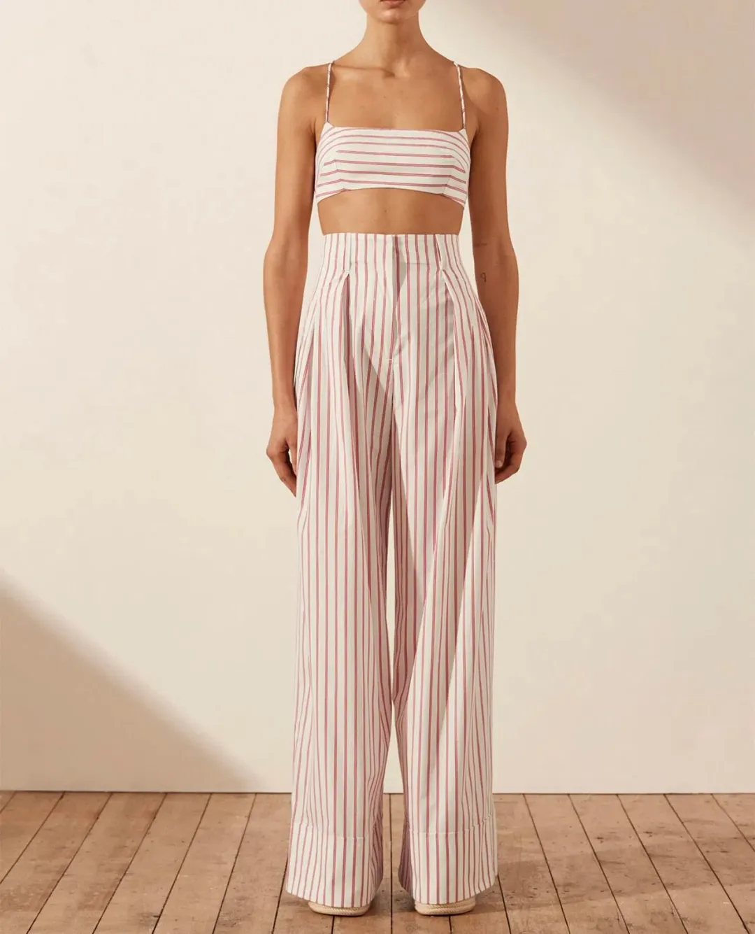 Shona Joy Tie Back Bralette & High Waist Pants Set Ribiero Size 6 for rent on The Volte - main image