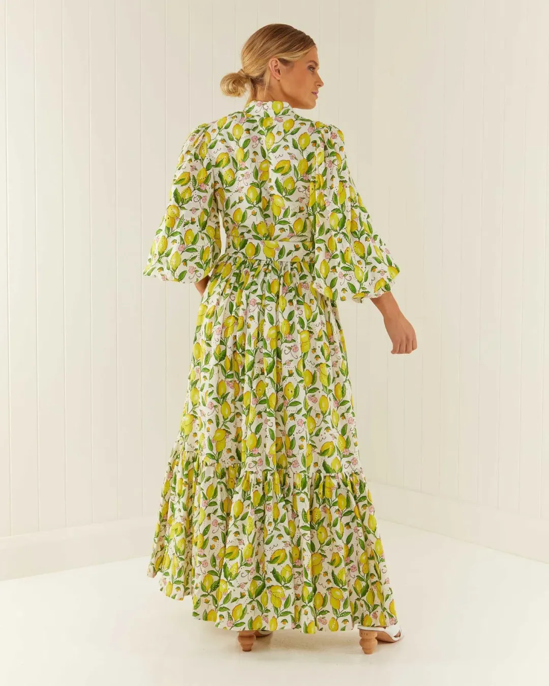 Palm Noosa Royal Flush Dress Lemon Print Size AU 6 for rent on The Volte - main image