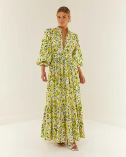 Palm Noosa Royal Flush Dress Lemon Print Size AU 6 for rent on The Volte - image 5