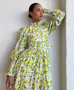 Palm Noosa Royal Flush Dress Lemon Print Size AU 6 for rent on The Volte - image 3