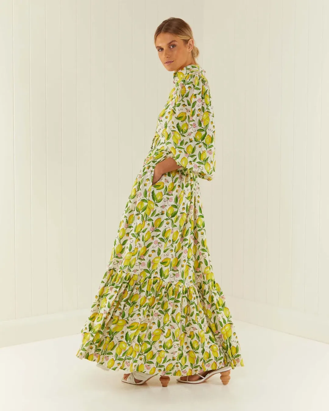 Palm Noosa Royal Flush Dress Lemon Print Size AU 6 for rent on The Volte - main image