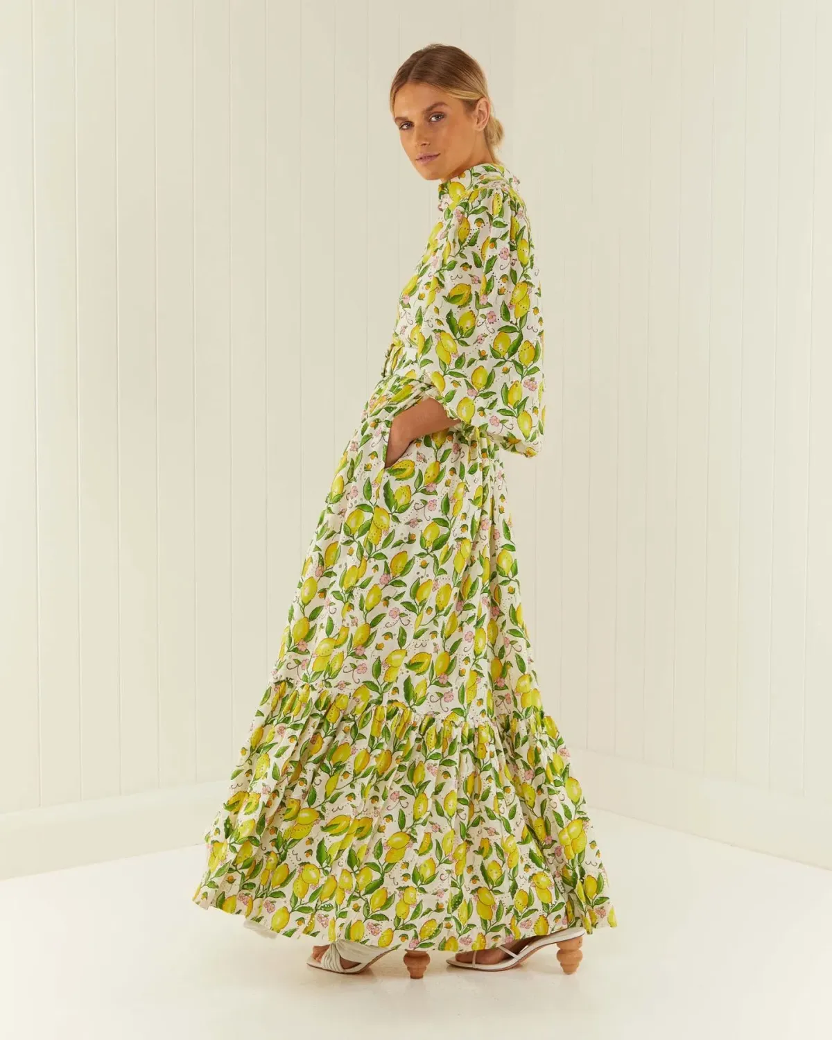 Palm Noosa Royal Flush Dress Lemon Print Size AU 6 - Image 6