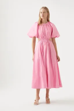 Aje Capucine Puff Sleeve Midi Dress Bon Bon Pink Size AU 8 for rent on The Volte - image 1