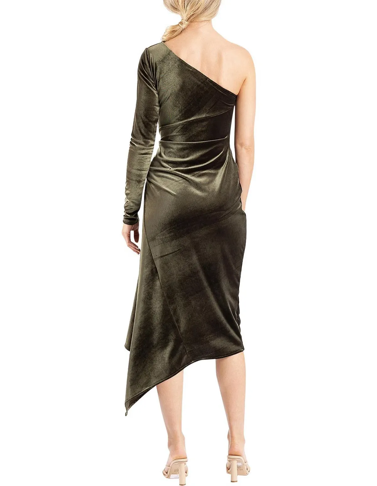 One Fell Swoop Leticia One Shoulder Midi Dress Green Size 10 - Image 3