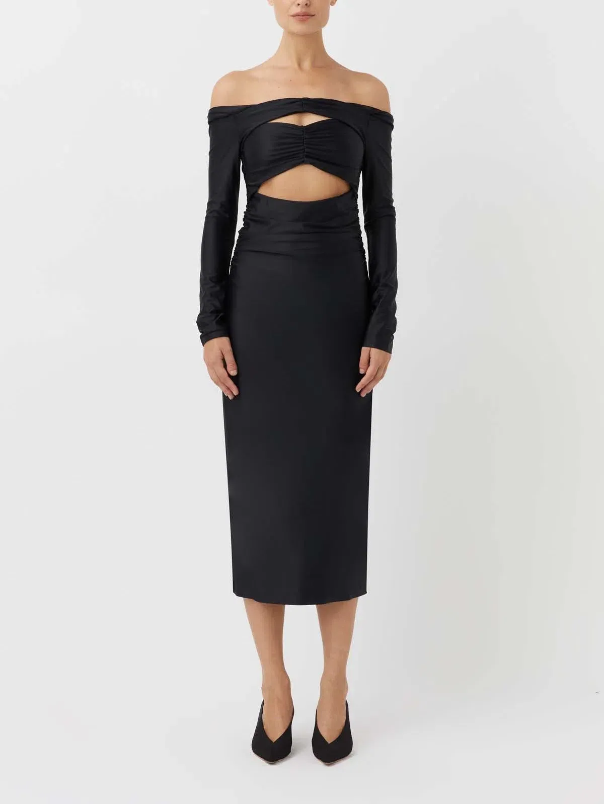 Camilla and Marc Berkley Off Shoulder Midi Dress Black Size 6 - Image 1