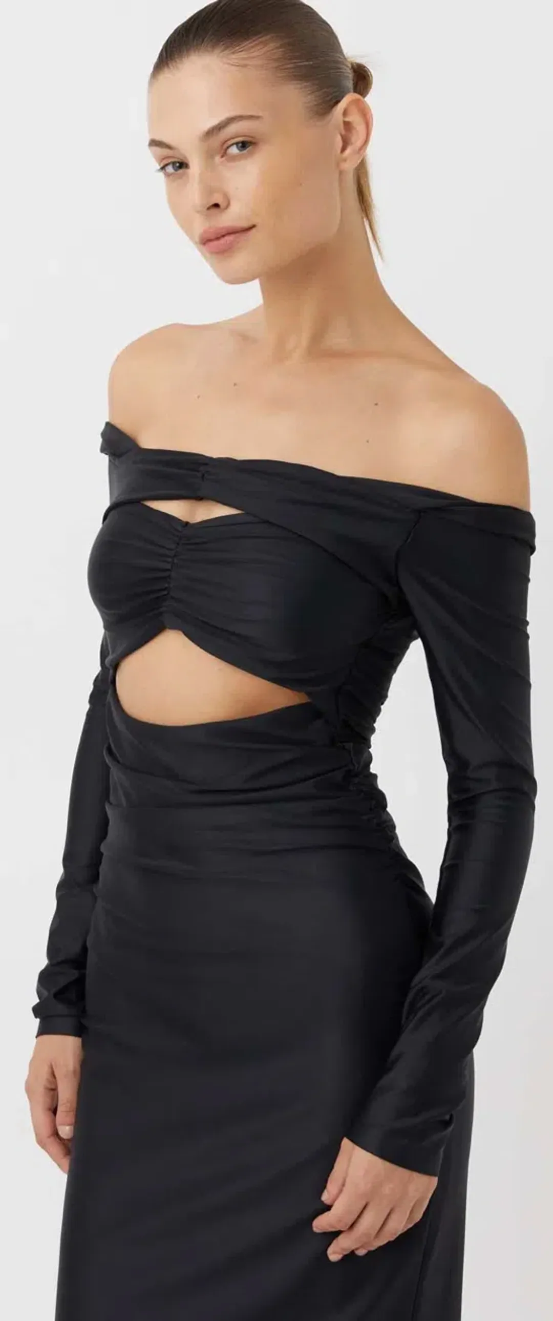 Camilla and Marc Berkley Off Shoulder Midi Dress Black Size 6 for rent on The Volte - main image