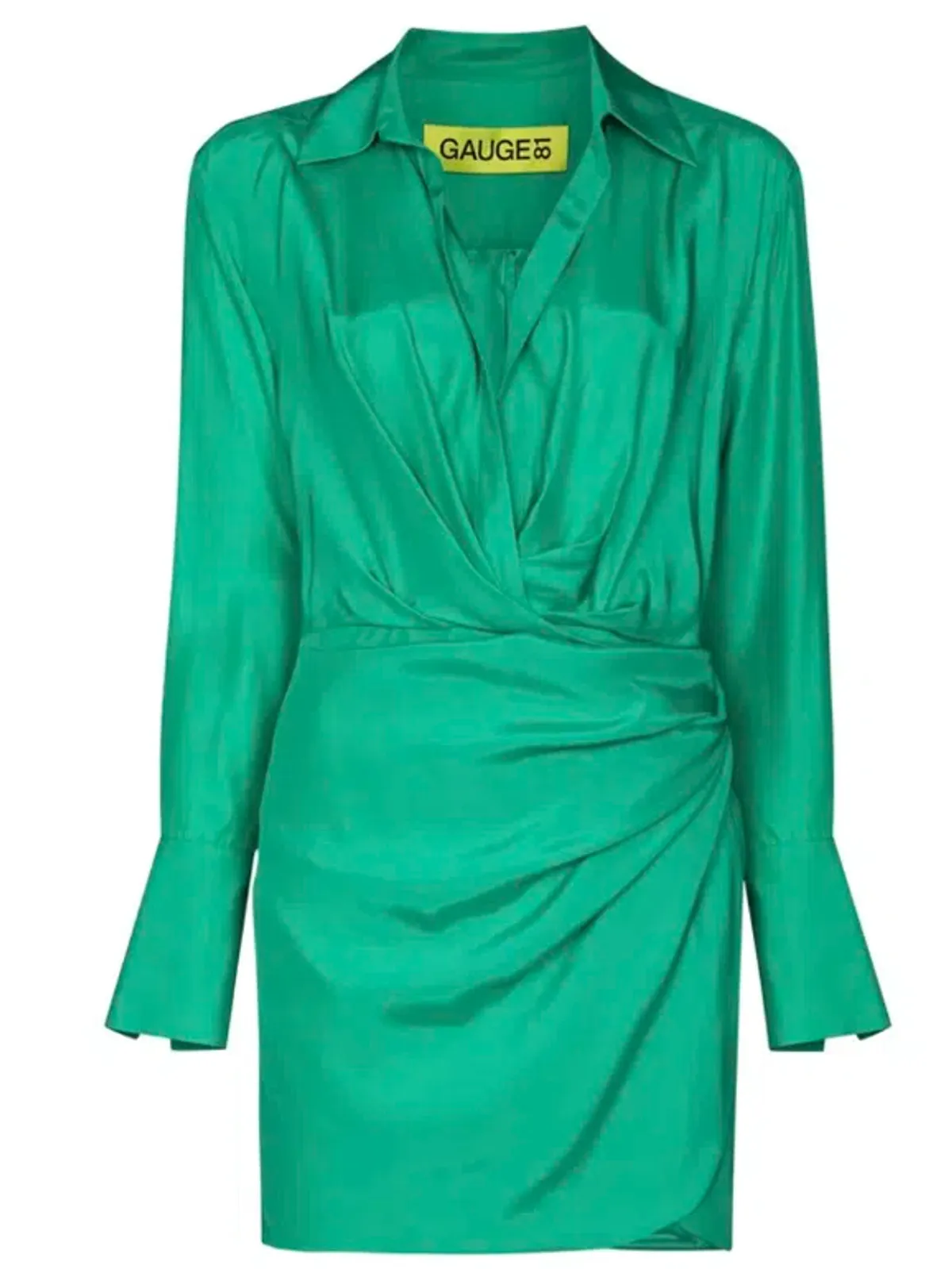 GAUGE 81 Naha Long-Sleeve Silk Mini Dress Green - Image 3