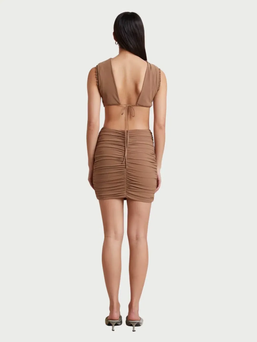 Bec and Bridge Sepia Vixen Mini Dress Brown Size 10 for rent on The Volte - main image