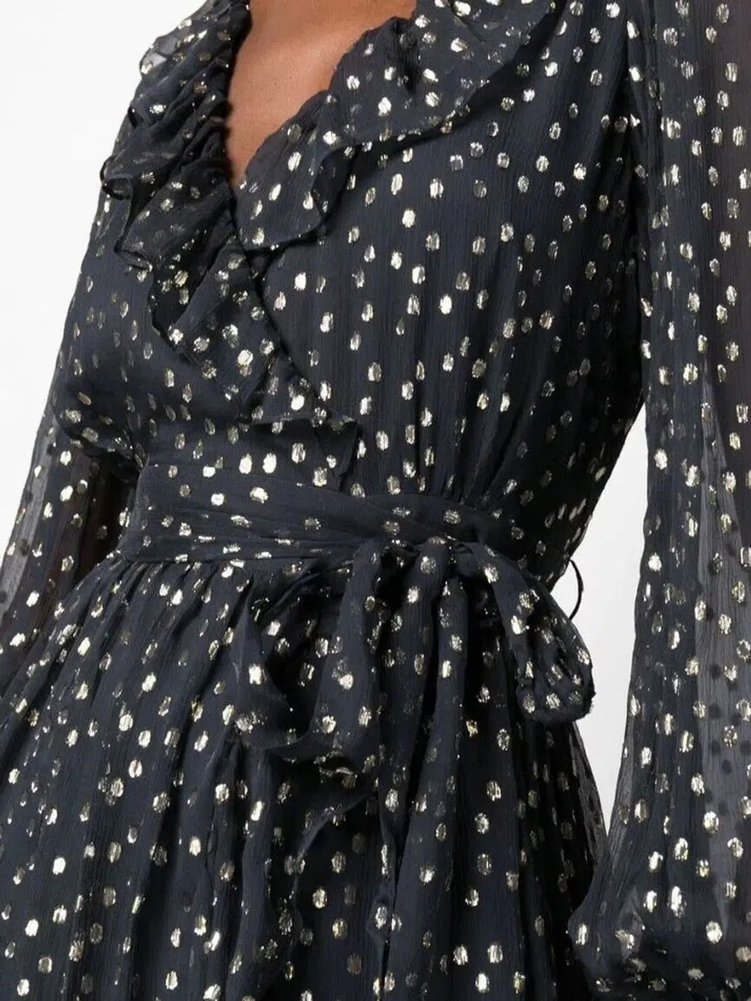 Zimmermann Lurex Wrap Mini Dress Navy Size 3/Au14 for rent on The Volte - main image