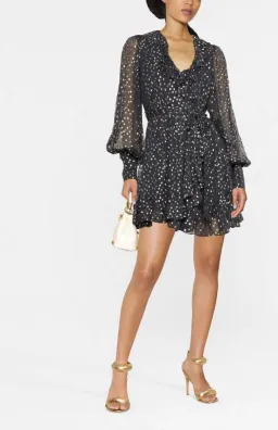 Zimmermann Lurex Wrap Mini Dress Navy Size 3/Au14 for rent on The Volte - image 2