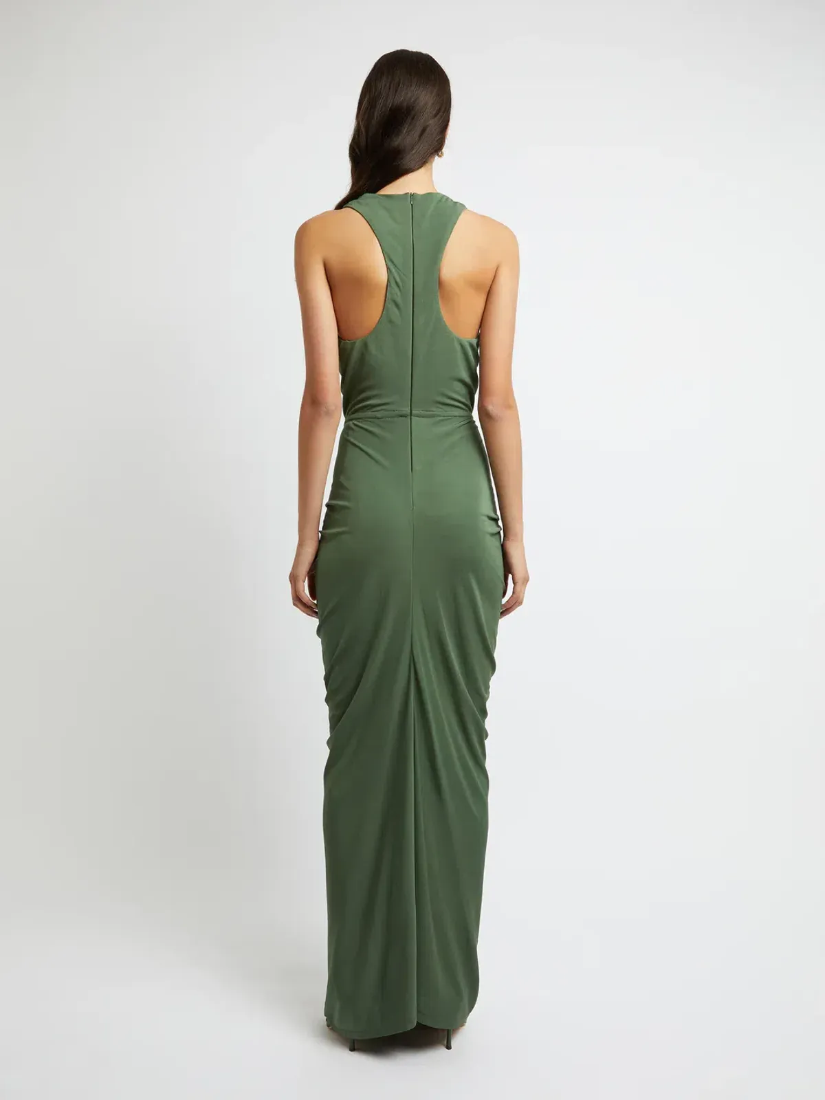 Christopher Esber Vivenda Drape Front Dress Bottle Green Size 6 - Image 4