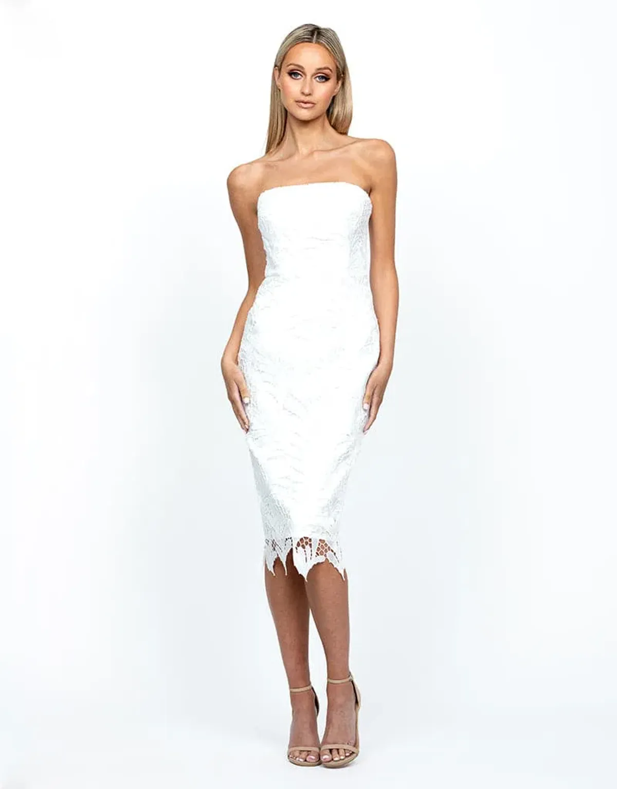 Bariano Midi Gloria Strapless White Size 6 - Image 1