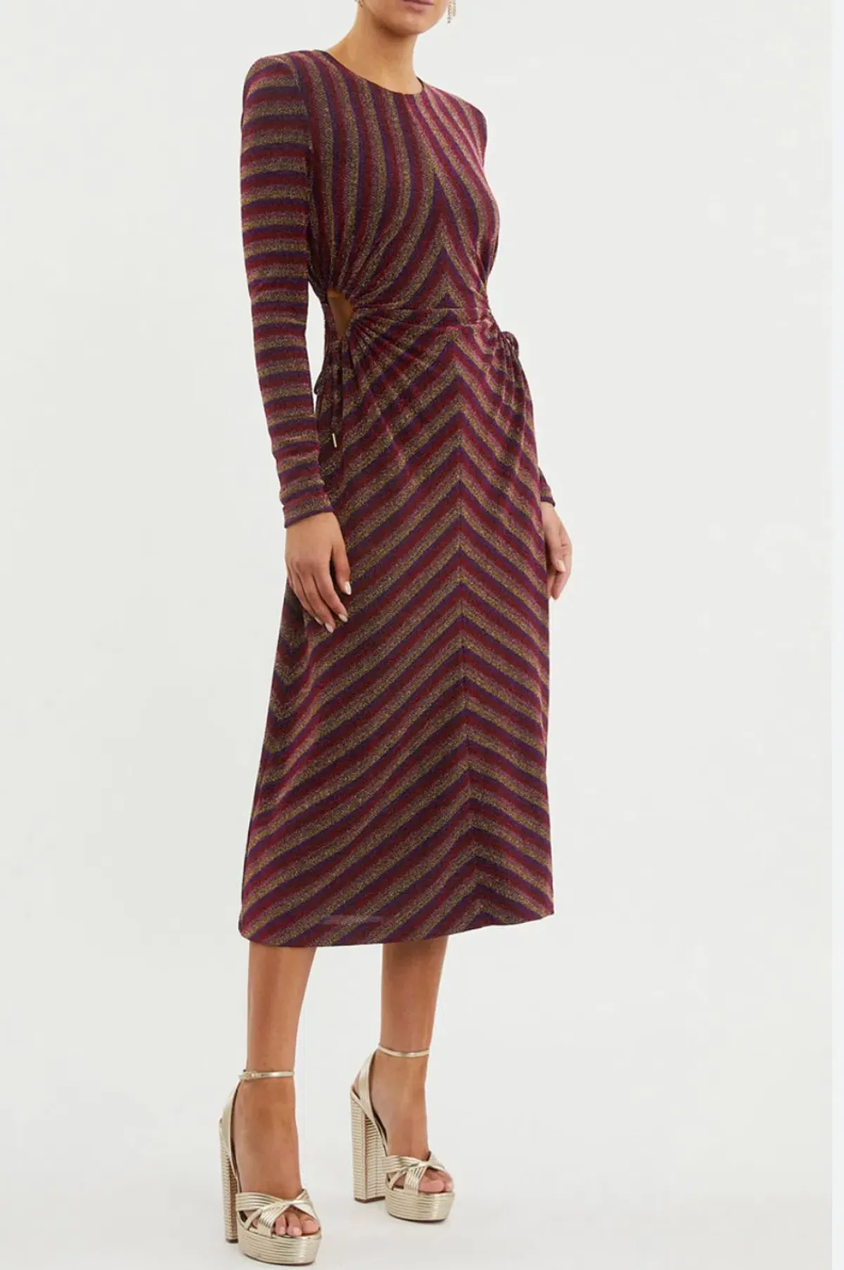 Rebecca Vallance Aisha Midi Dress Multi Stripe Size 10 - Image 1