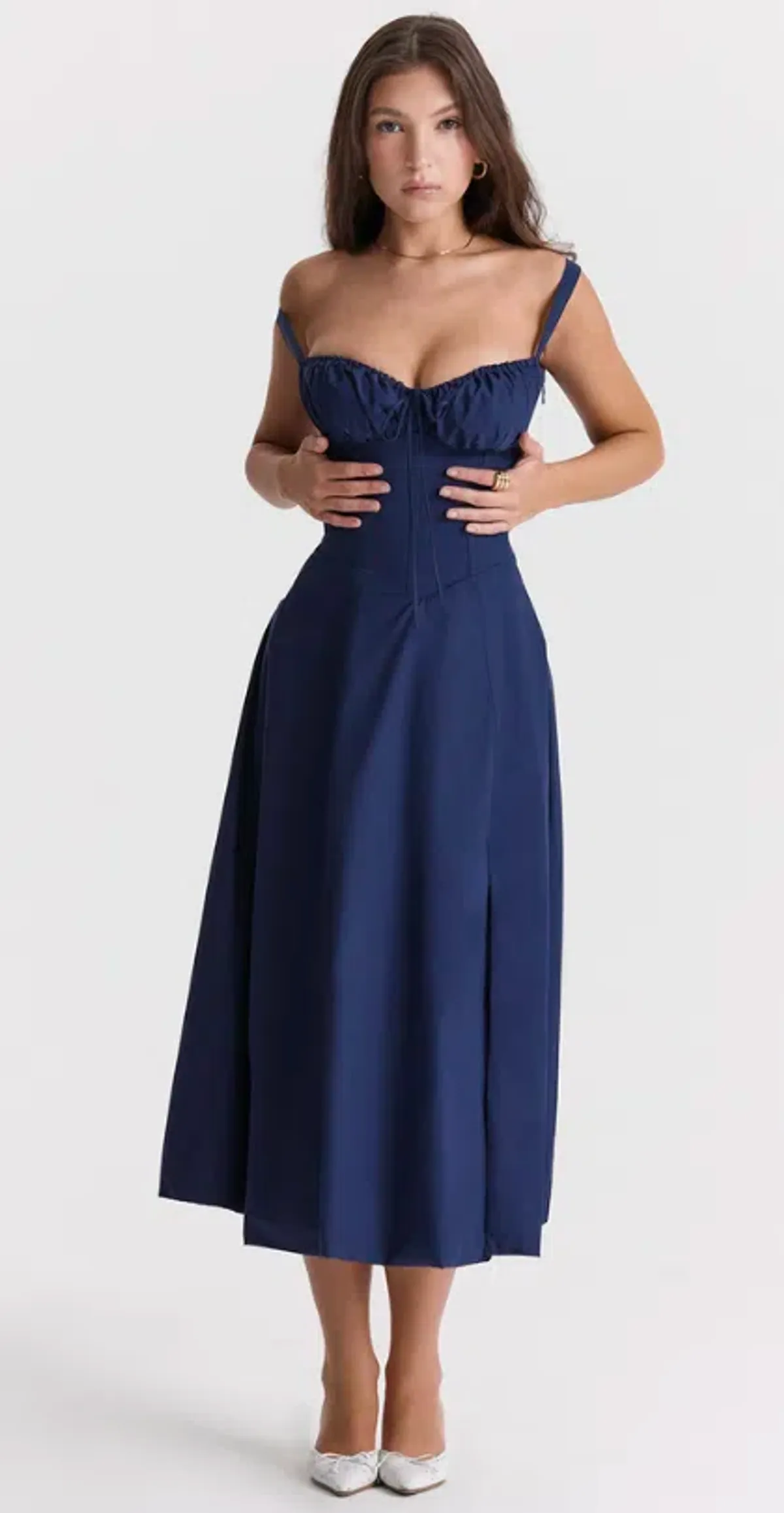 House of CB Carmen Dress Navy Size 14 - Image 3