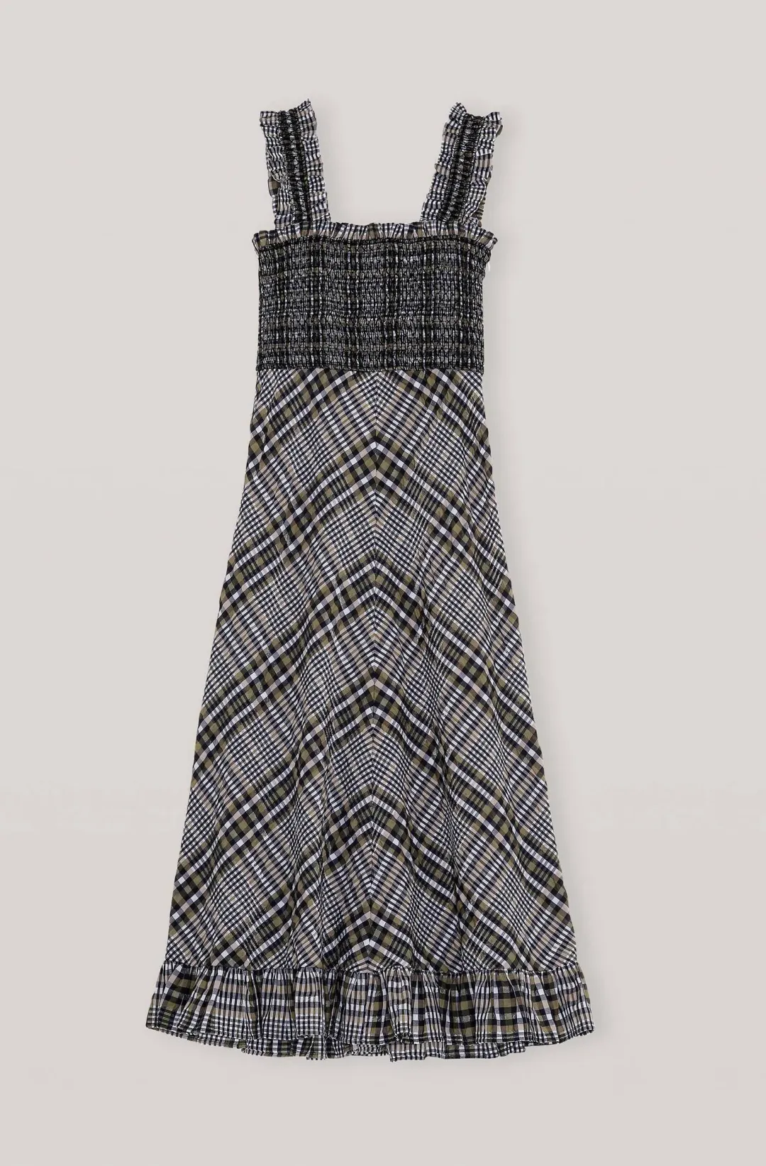 Ganni Seersucker Check Maxi Dress Print Size 10 for rent on The Volte - main image