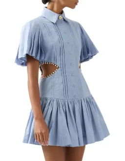 Aje Mythos Pearl Waist Mini Dress Steel Blue Size 10 for rent on The Volte - image 5