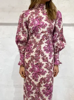 Alemais Isla Midi Dress in Magenta Size 10 for rent on The Volte - image 4