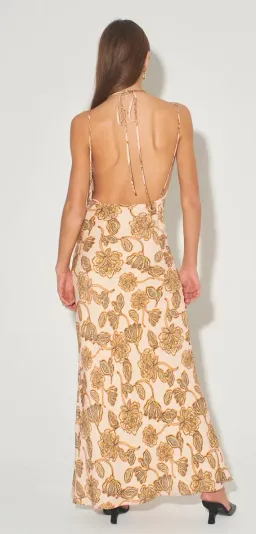 Hansen and Gretel Meadow Bias Backless Dress Peach Floral Size S / Au 8 for rent on The Volte - image 2