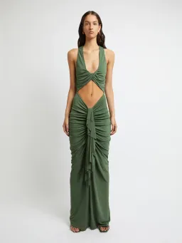 Christopher Esber Vivenda Drape Front Dress Green Size 8 / S for rent on The Volte - image 1
