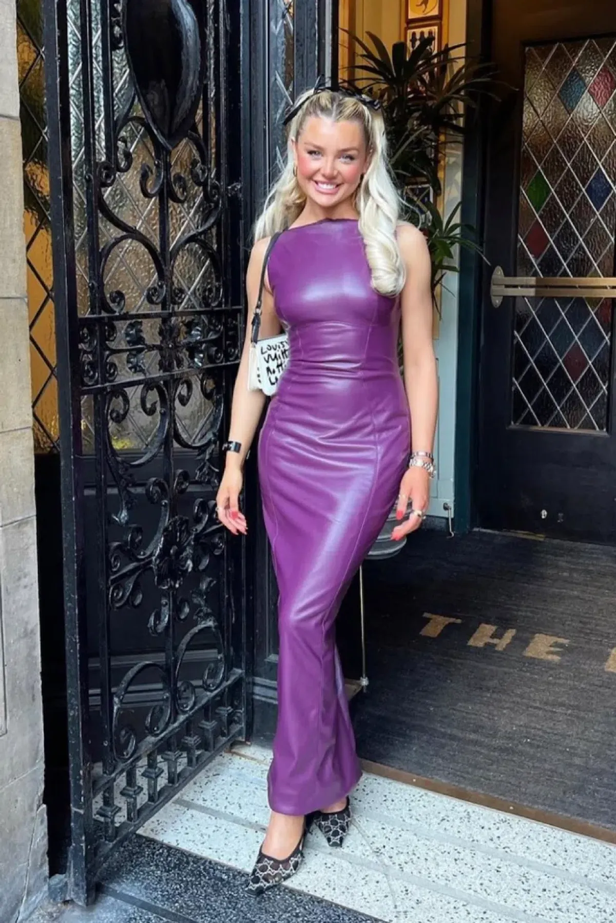 House of CB Sahara Vegan Leather Dress in Merlot Size L / Au 12 for rent on The Volte - main image